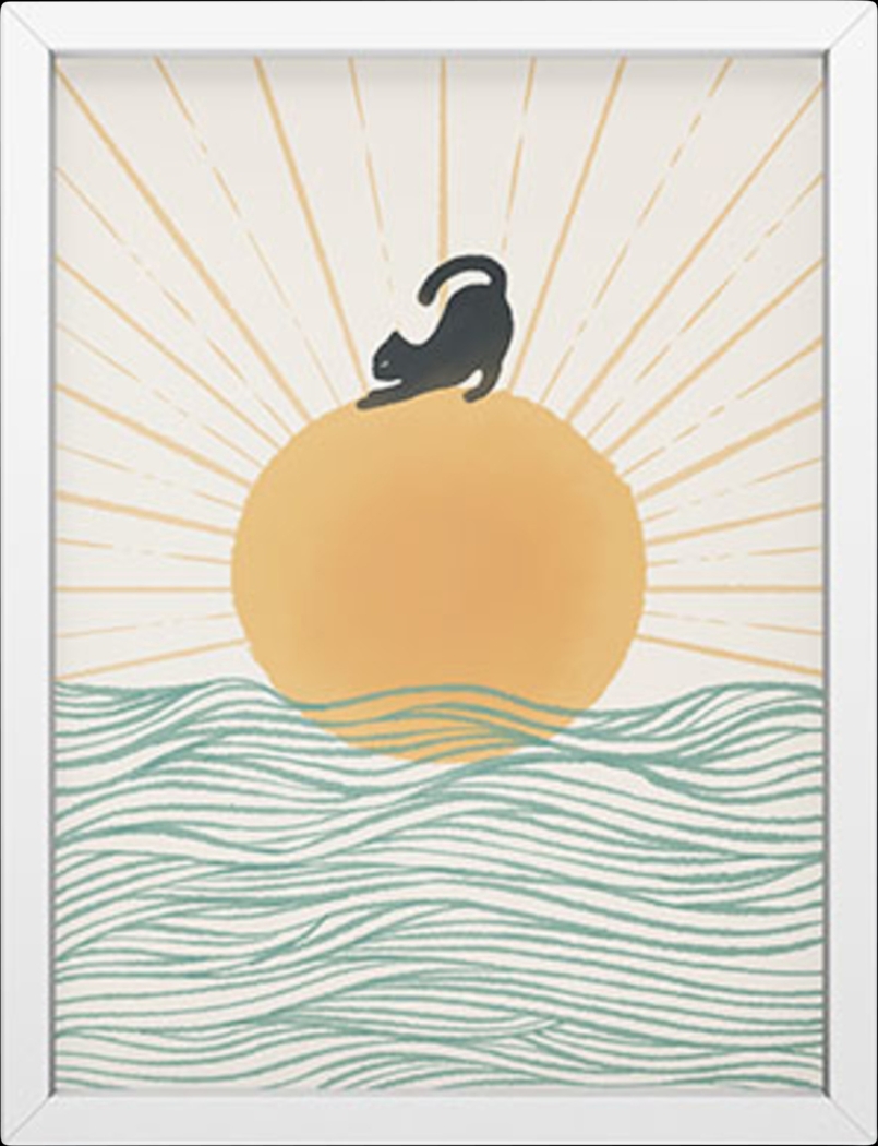 Kids Morning Meow Cream Mini Framed Art - Thumbnail - Image 1