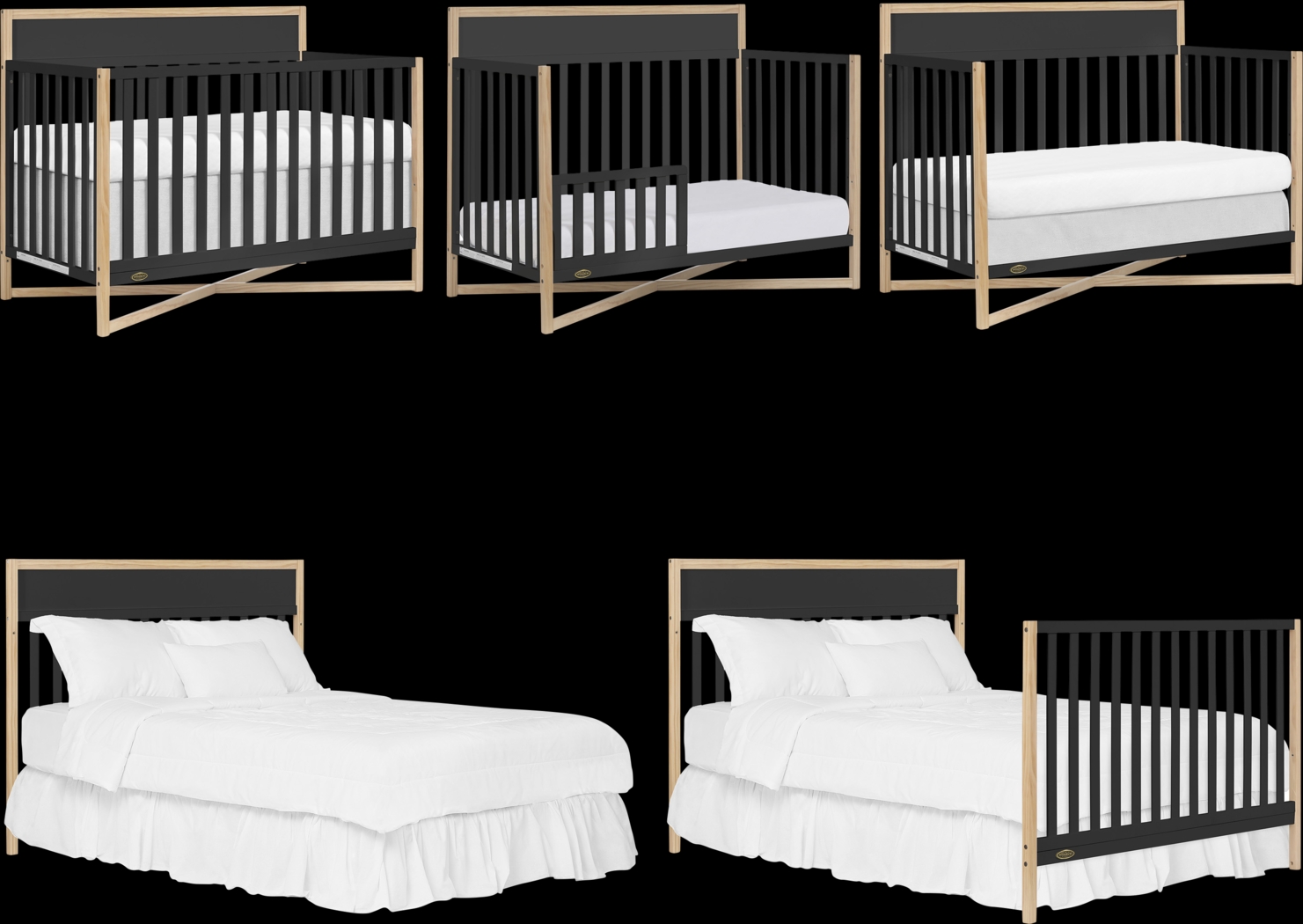 Kids Mosar Black Convertible Crib - Thumbnail - Image 4