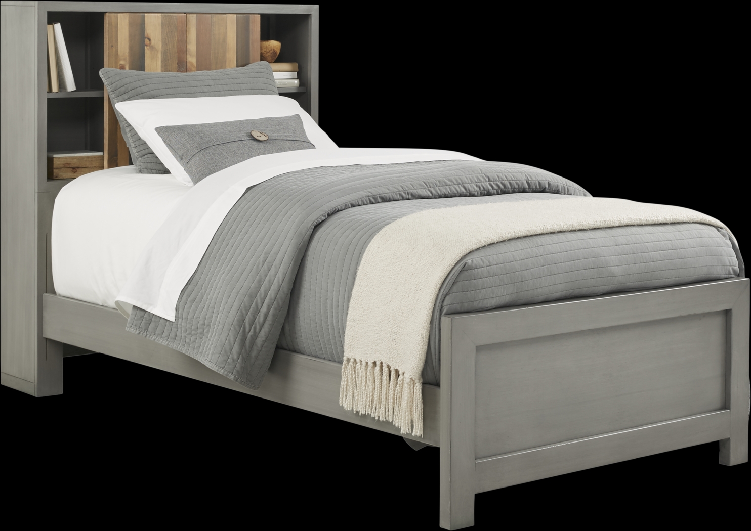 Kids Moss Creek Jr. Gray 3 Pc Twin Bookcase Bed - Thumbnail - Image 1