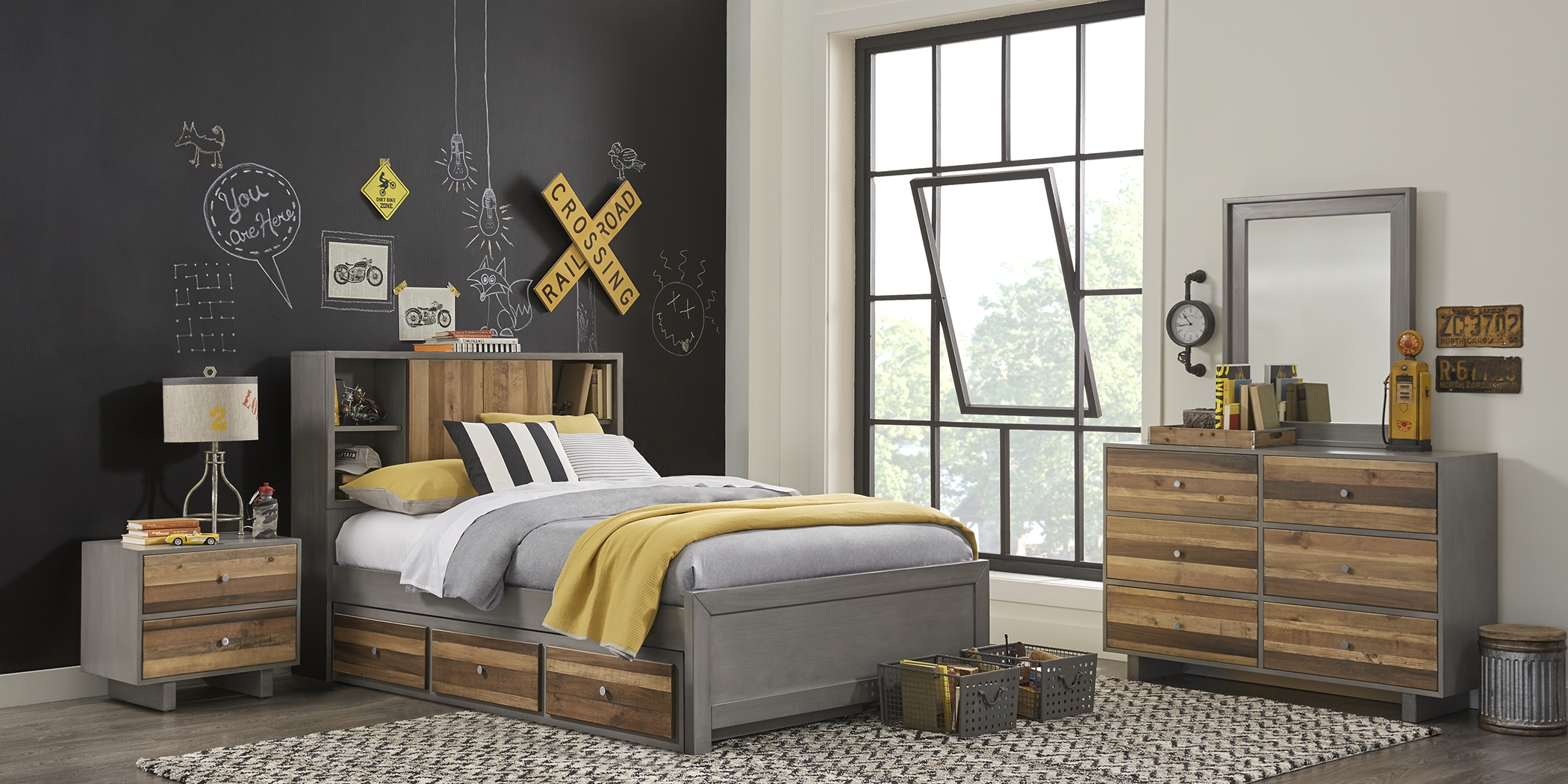 Kids Moss Creek Jr. Gray 3 Pc Full Bookcase Bed - Thumbnail - Image 3