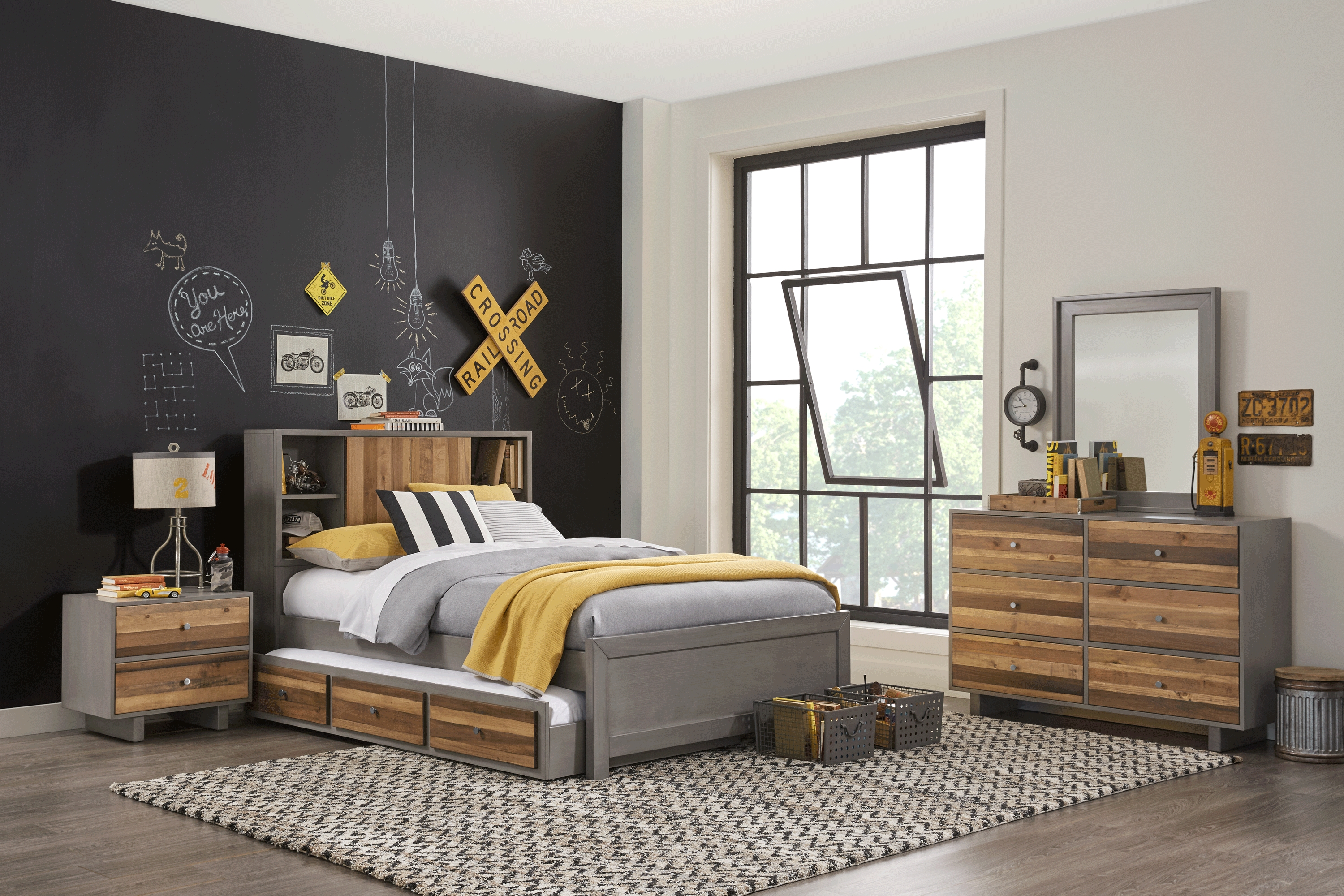 Kids Moss Creek Jr. Gray 3 Pc Full Bookcase Bed - Thumbnail - Image 2