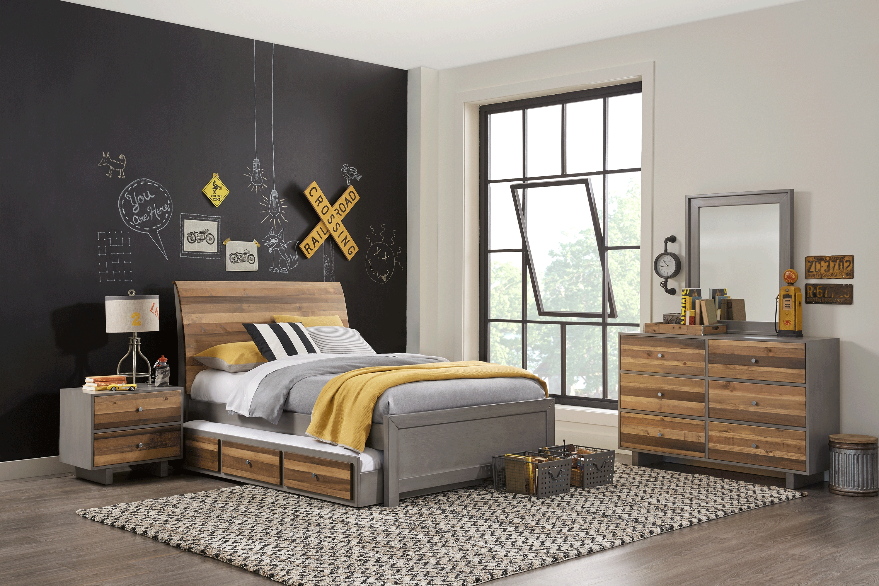 Kids Moss Creek Jr. Gray 5 Pc Twin Sleigh Bedroom - Thumbnail - Image 1