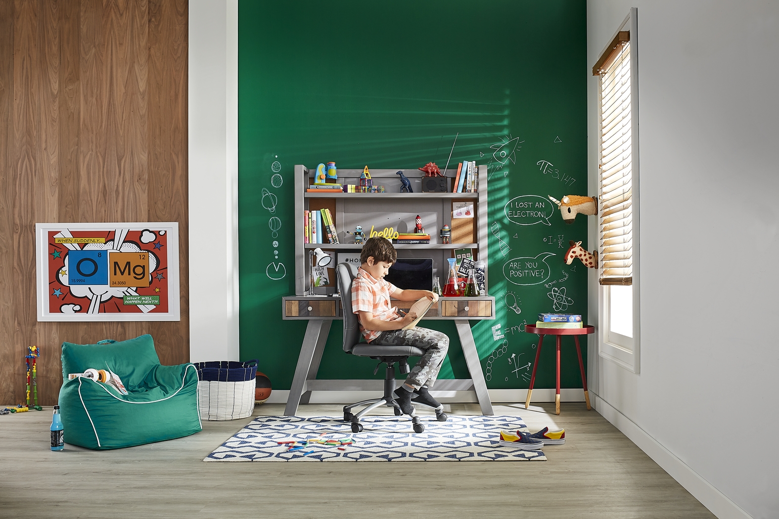 Kids Moss Creek Jr. Gray Desk & Hutch - Thumbnail - Image 3