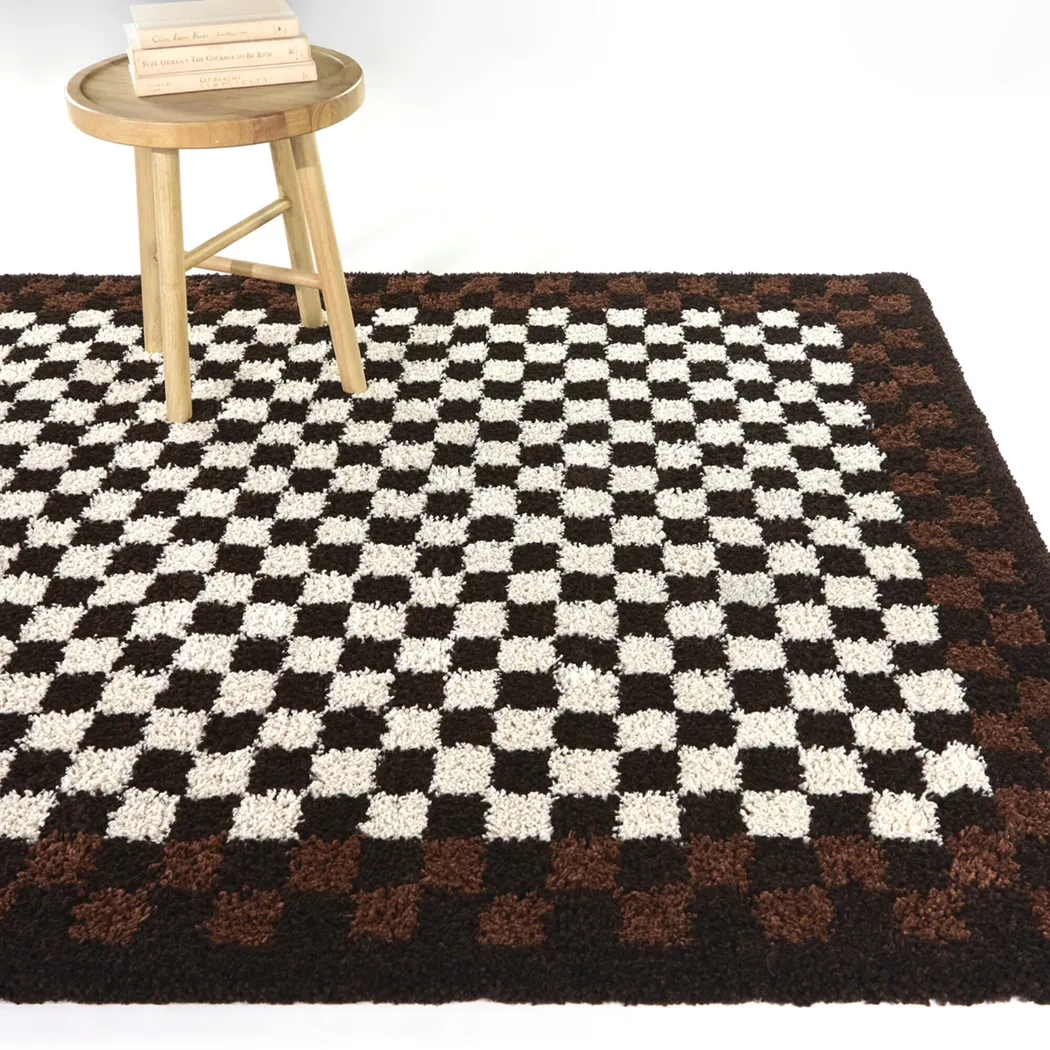 Kids Sunday Brown Checkered 7'10 x 10' Rug - Thumbnail - Image 2