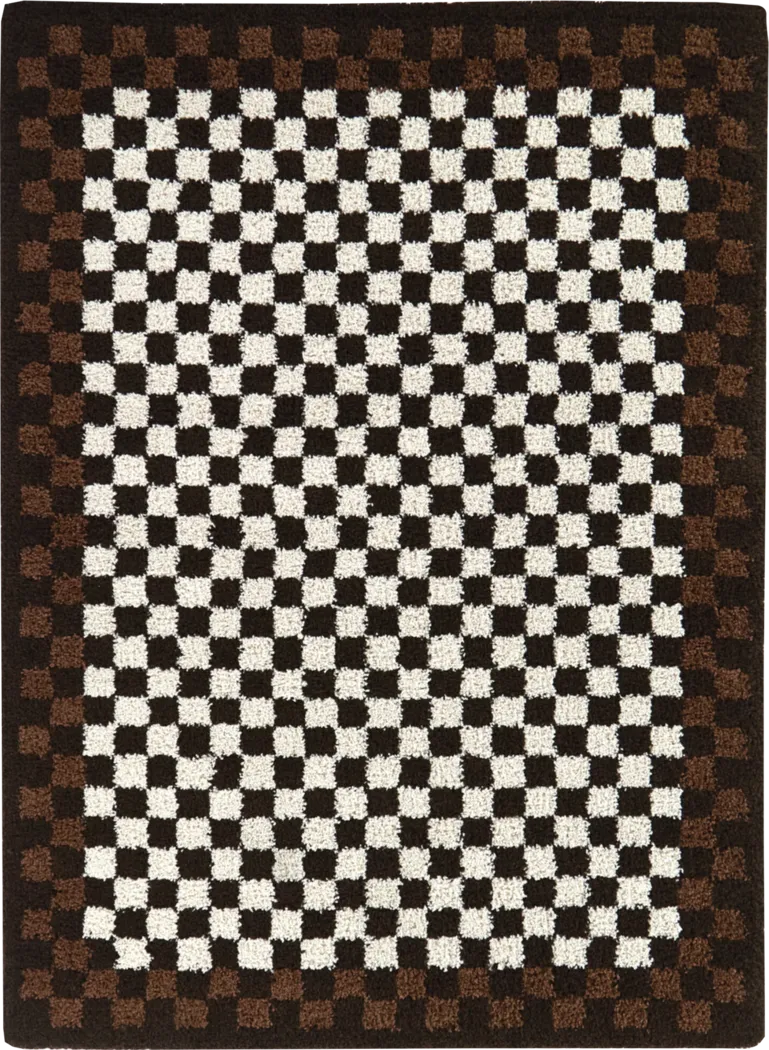 Kids Sunday Brown Checkered 7'10 x 10' Rug - Thumbnail - Image 1
