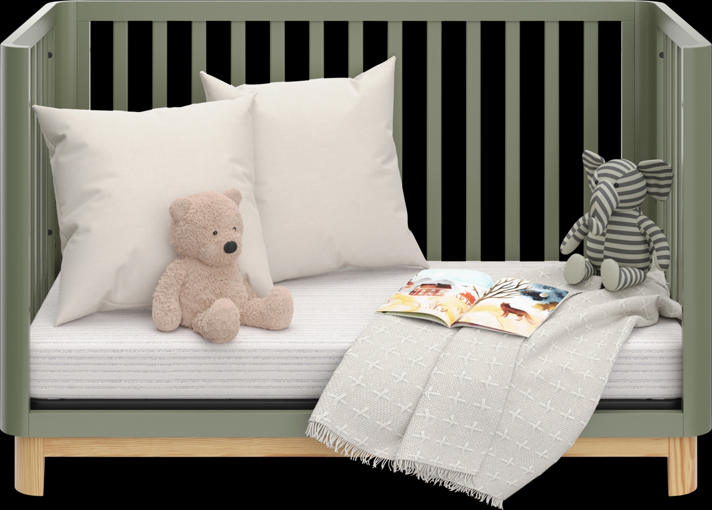 Kids Mytha Olive/Natural Convertible Crib - Thumbnail - Image 6