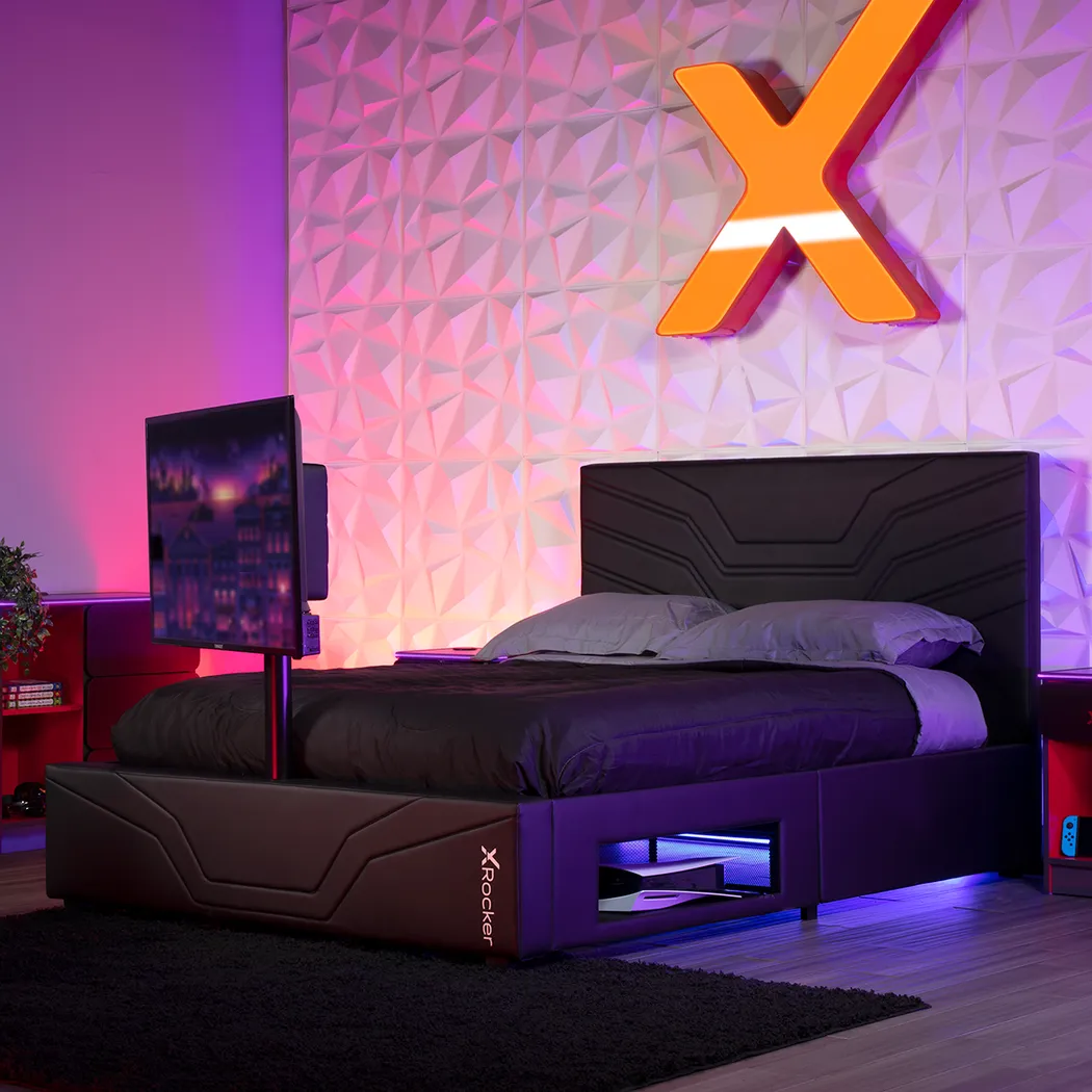 Kids Nanswell Black Full Gaming Bed with TV Mount - Thumbnail - Image 4
