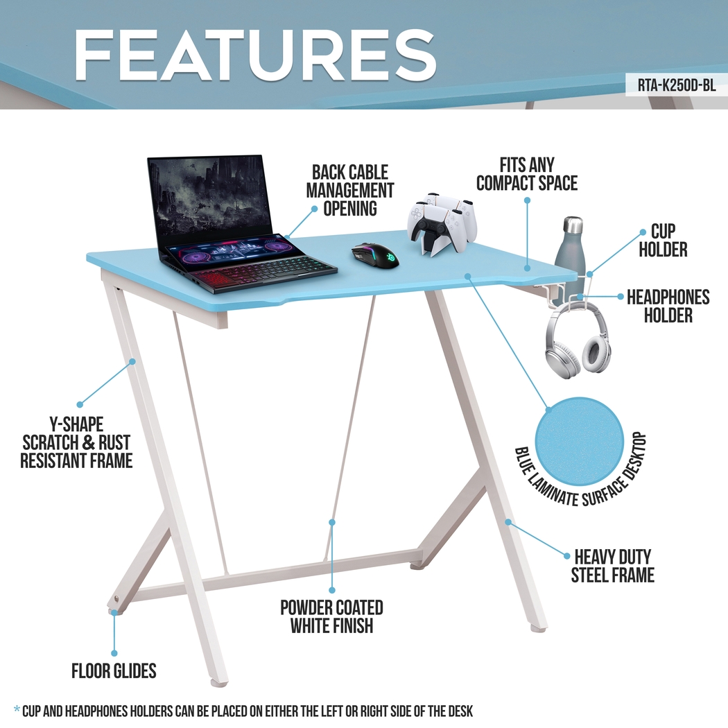 Narohi Blue Gaming Desk - Thumbnail - Image 3