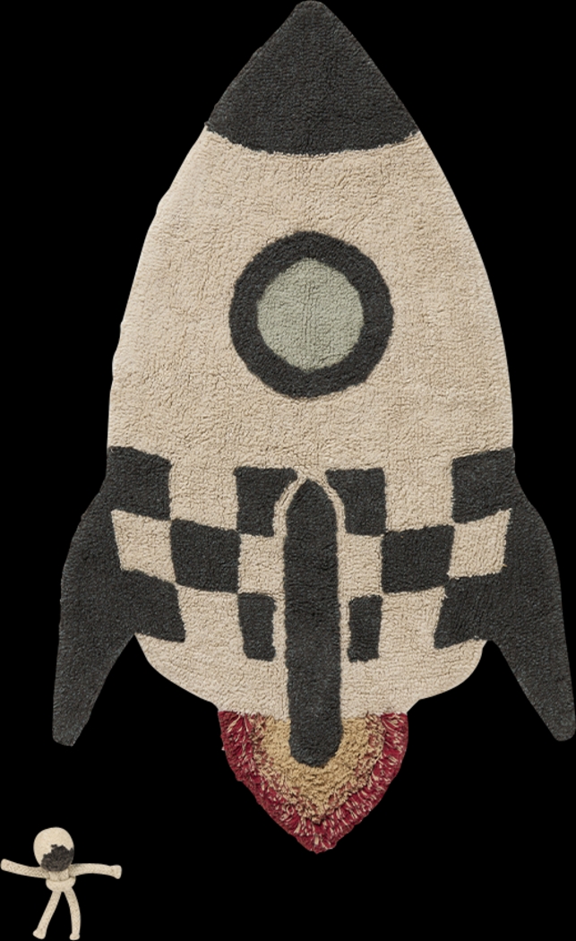 Kids Natural 2'9 x 4'5 Rocket Rug - Thumbnail - Image 1