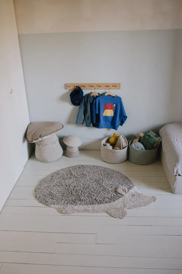 Kids Natural 3' x 4'3 Hedgehog Machine Washable Rug - Thumbnail - Image 2