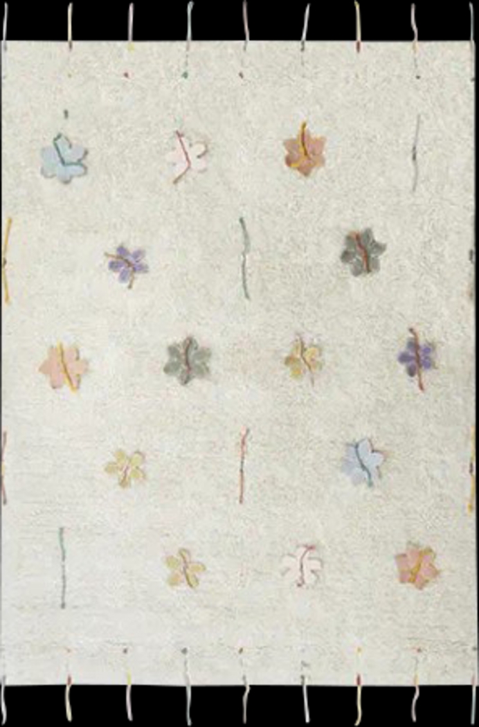 Kids Natural 4' x 5'3 Wildflowers Machine Washable Rug - Thumbnail - Image 1