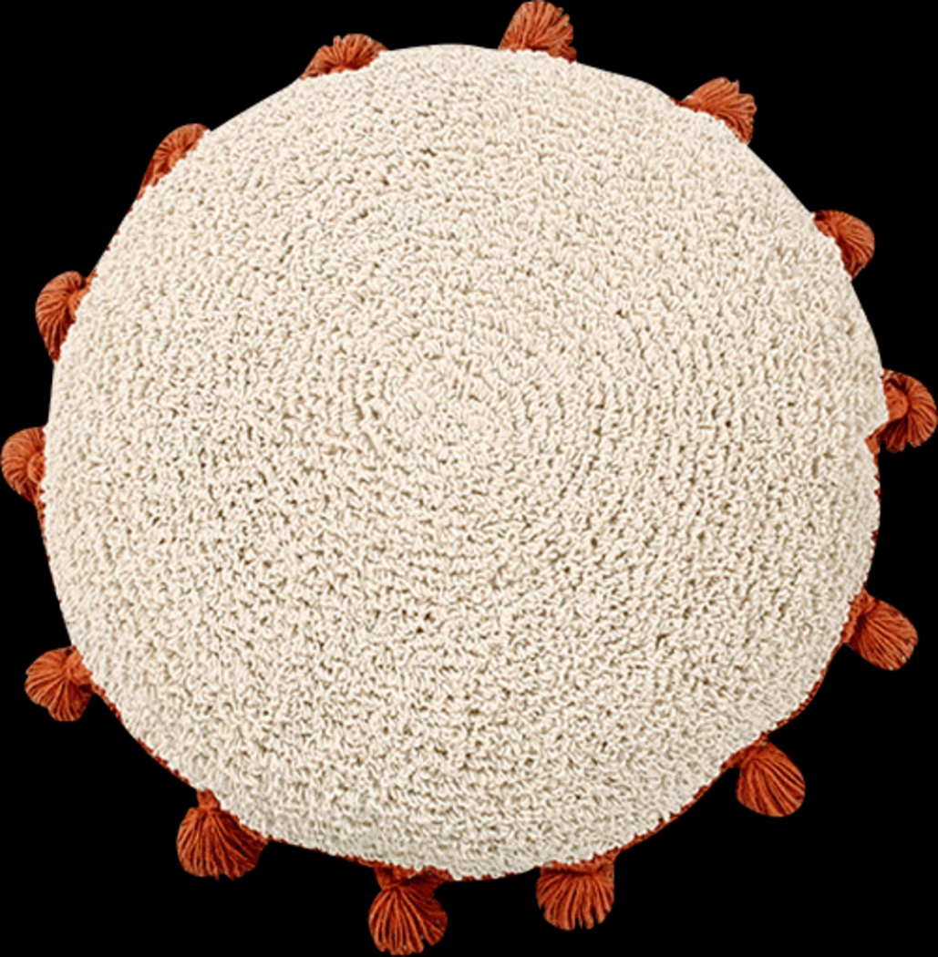 Kids Circle Tassels Natural/Terracotta Pillow - Thumbnail - Image 1
