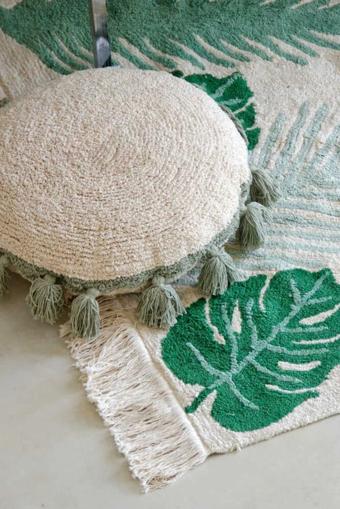 Kids Circle Tassels Natural/Green Pillow - Thumbnail - Image 2