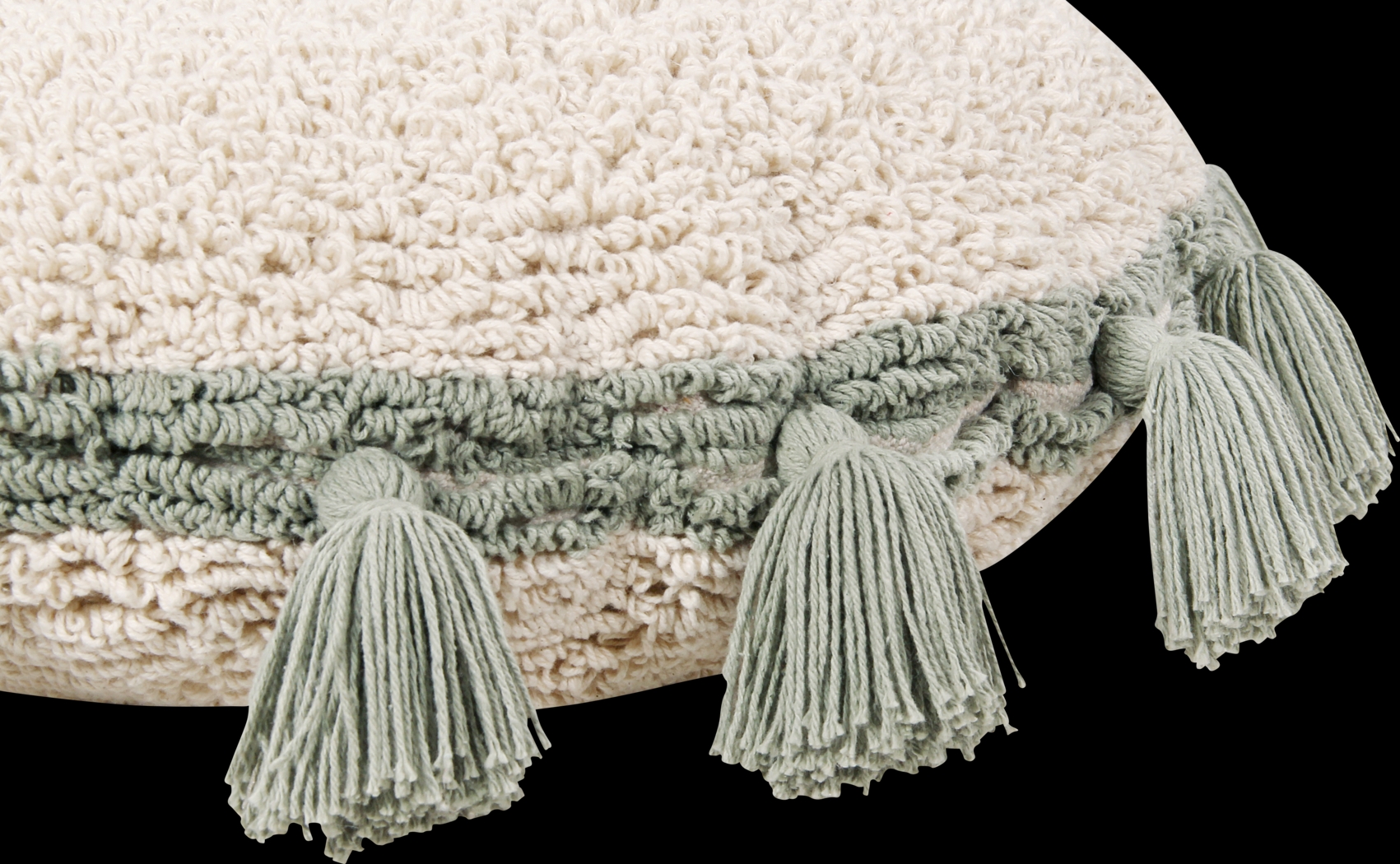 Kids Circle Tassels Natural/Green Pillow - Thumbnail - Image 4