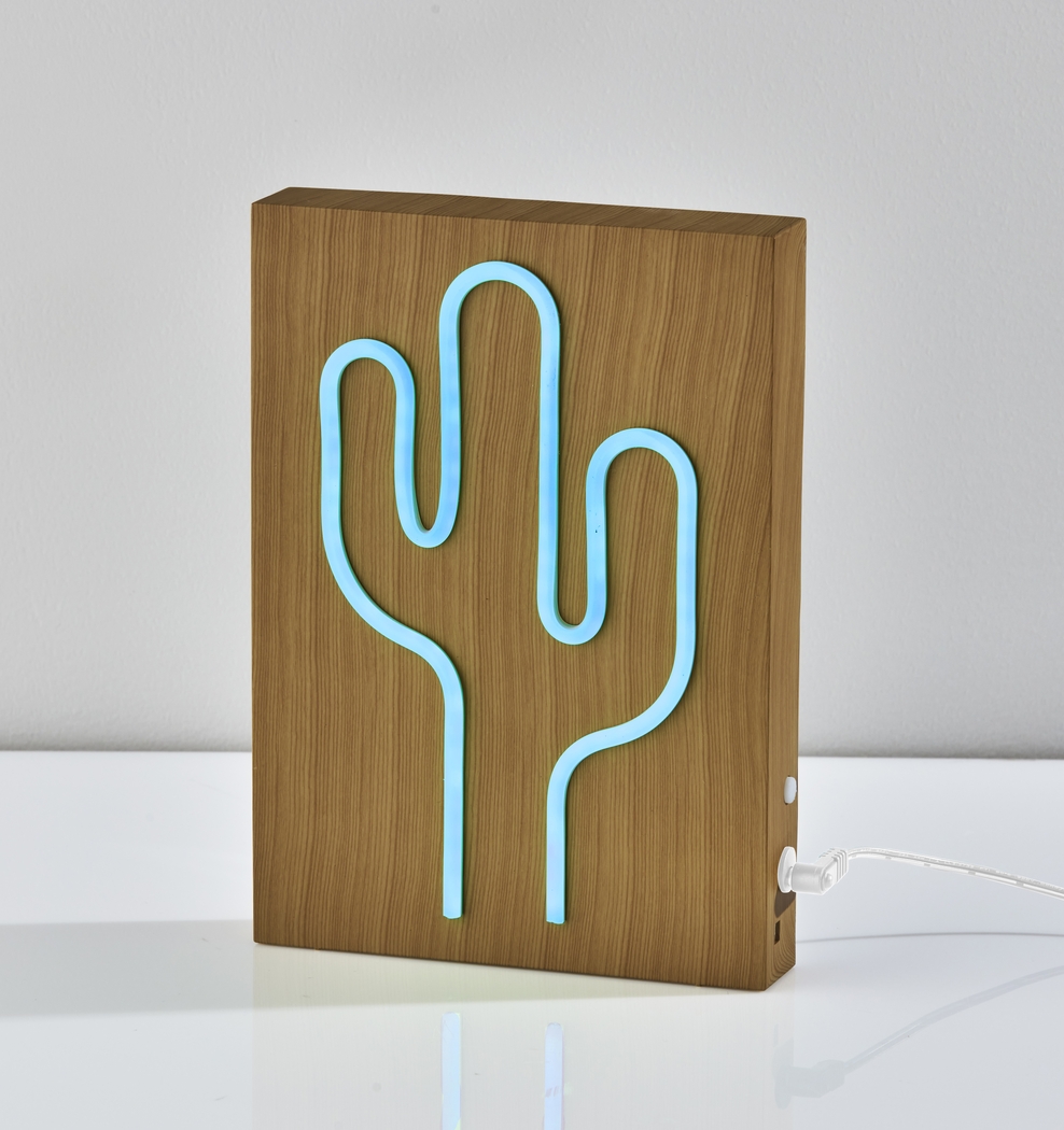 Kids Neon Cactus Natural Table Lamp - Thumbnail - Image 3