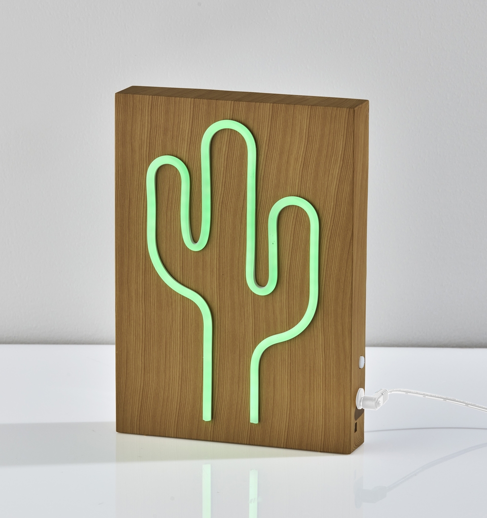 Kids Neon Cactus Natural Table Lamp - Thumbnail - Image 6