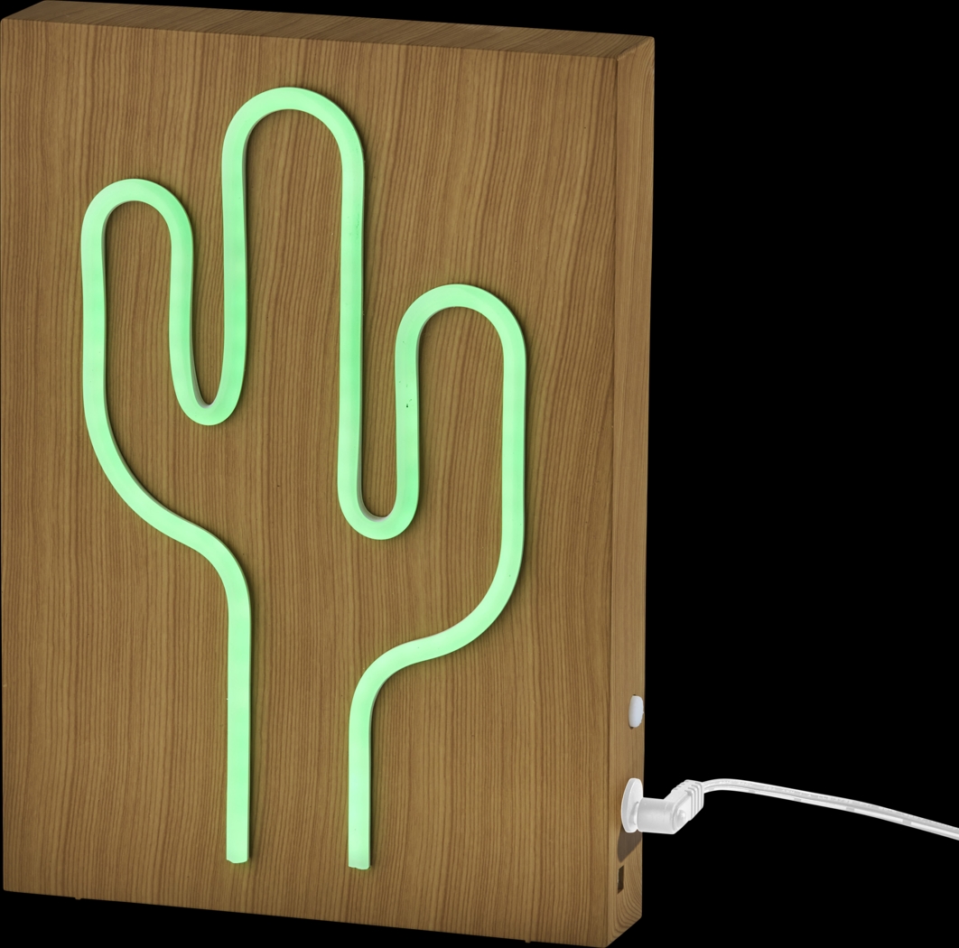 Kids Neon Cactus Natural Table Lamp - Thumbnail - Image 1