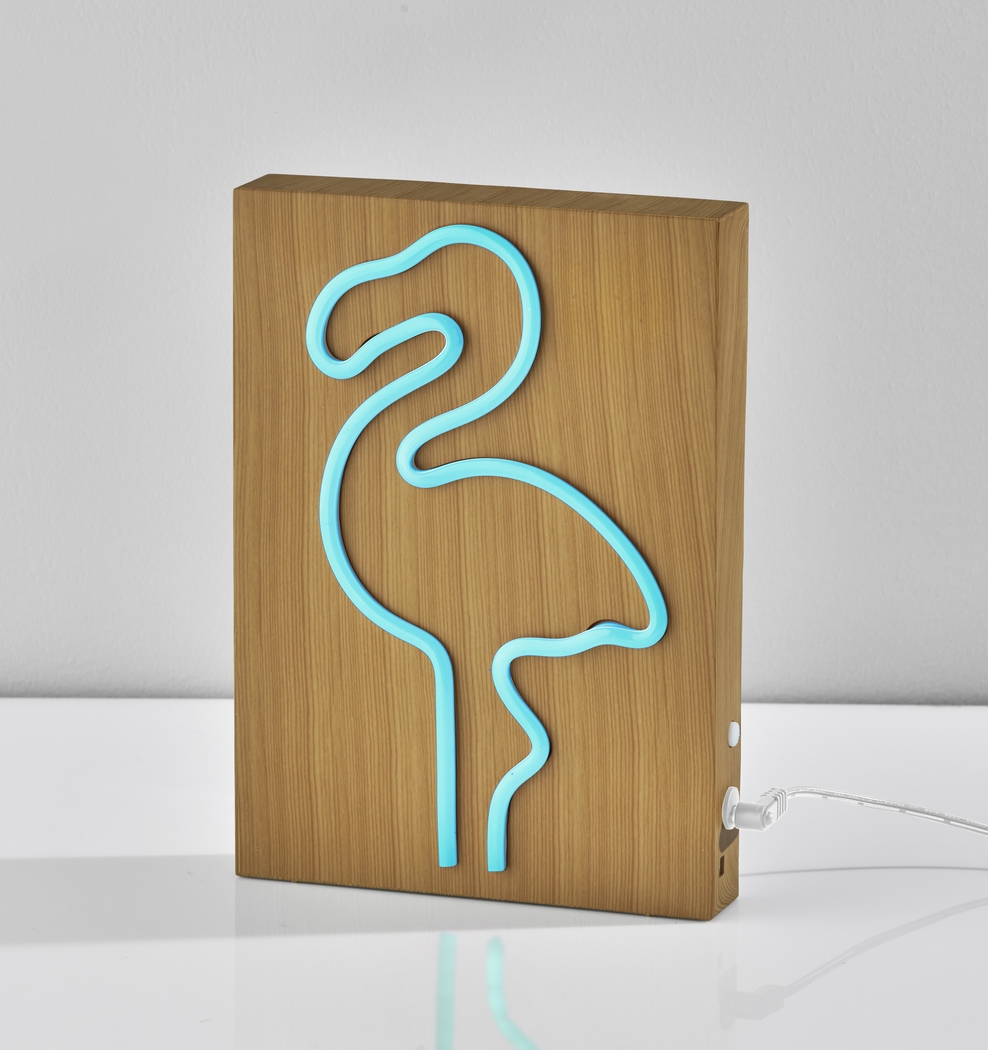 Kids Neon Flamingo Natural Table Lamp - Thumbnail - Image 3