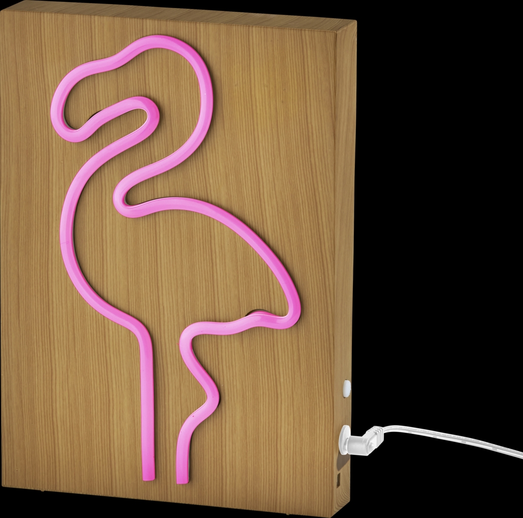 Kids Neon Flamingo Natural Table Lamp - Thumbnail - Image 1