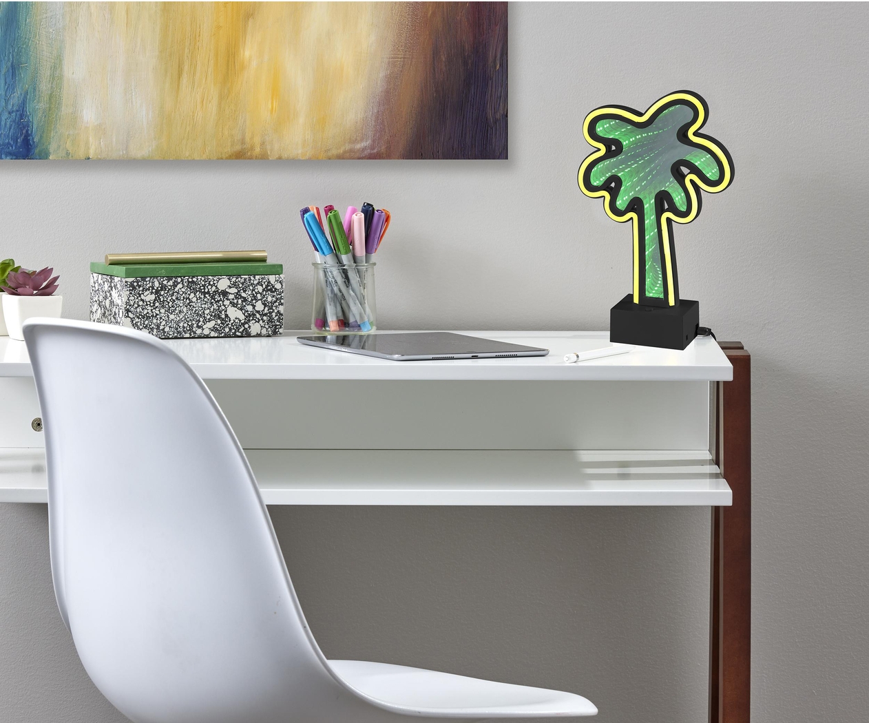 Kids Neon Palm Green Table Lamp - Thumbnail - Image 7