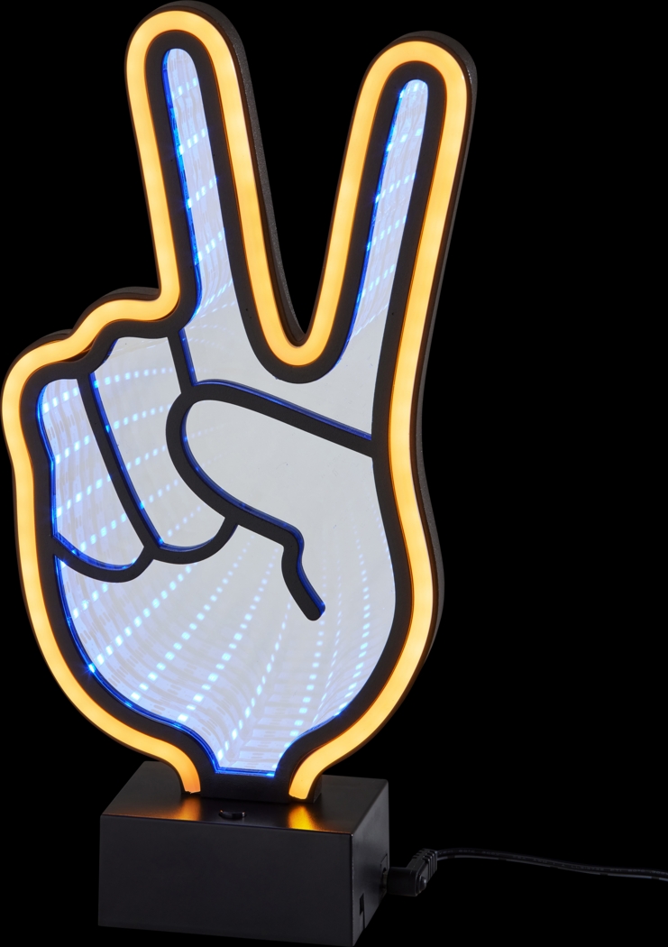 Kids Neon Peace Black Table Lamp - Thumbnail - Image 1