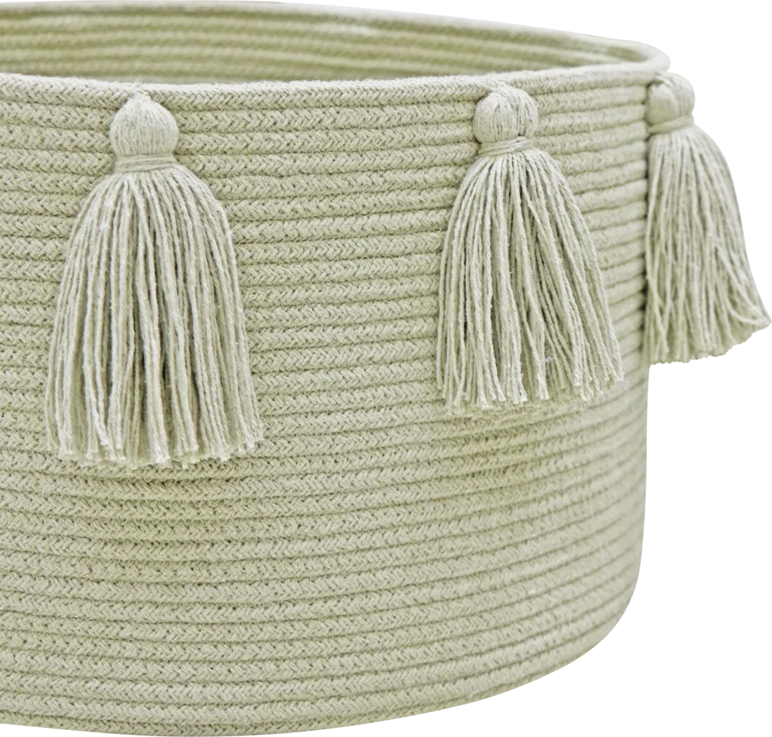 Kids New Tassels Olive Basket - Thumbnail - Image 3