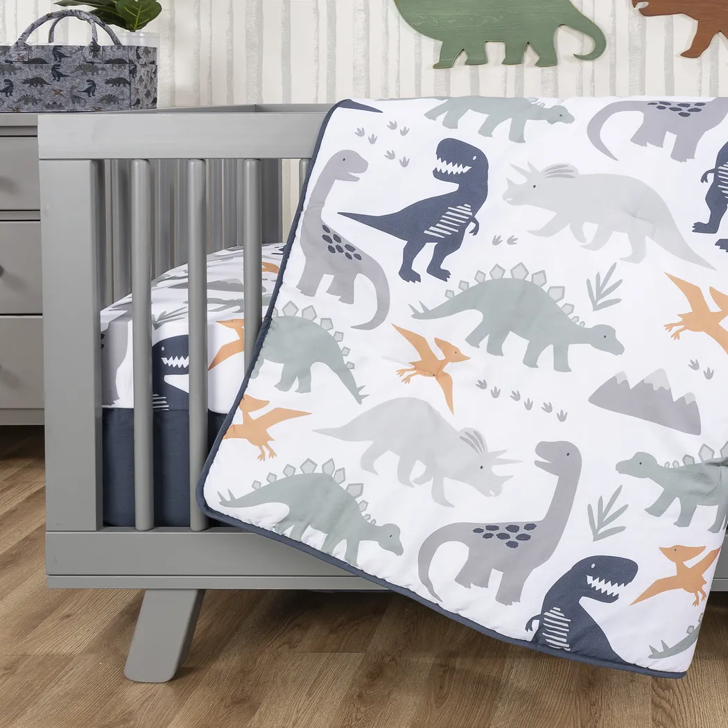 Kids Night Night Dino White Baby Bedding Set - Thumbnail - Image 14