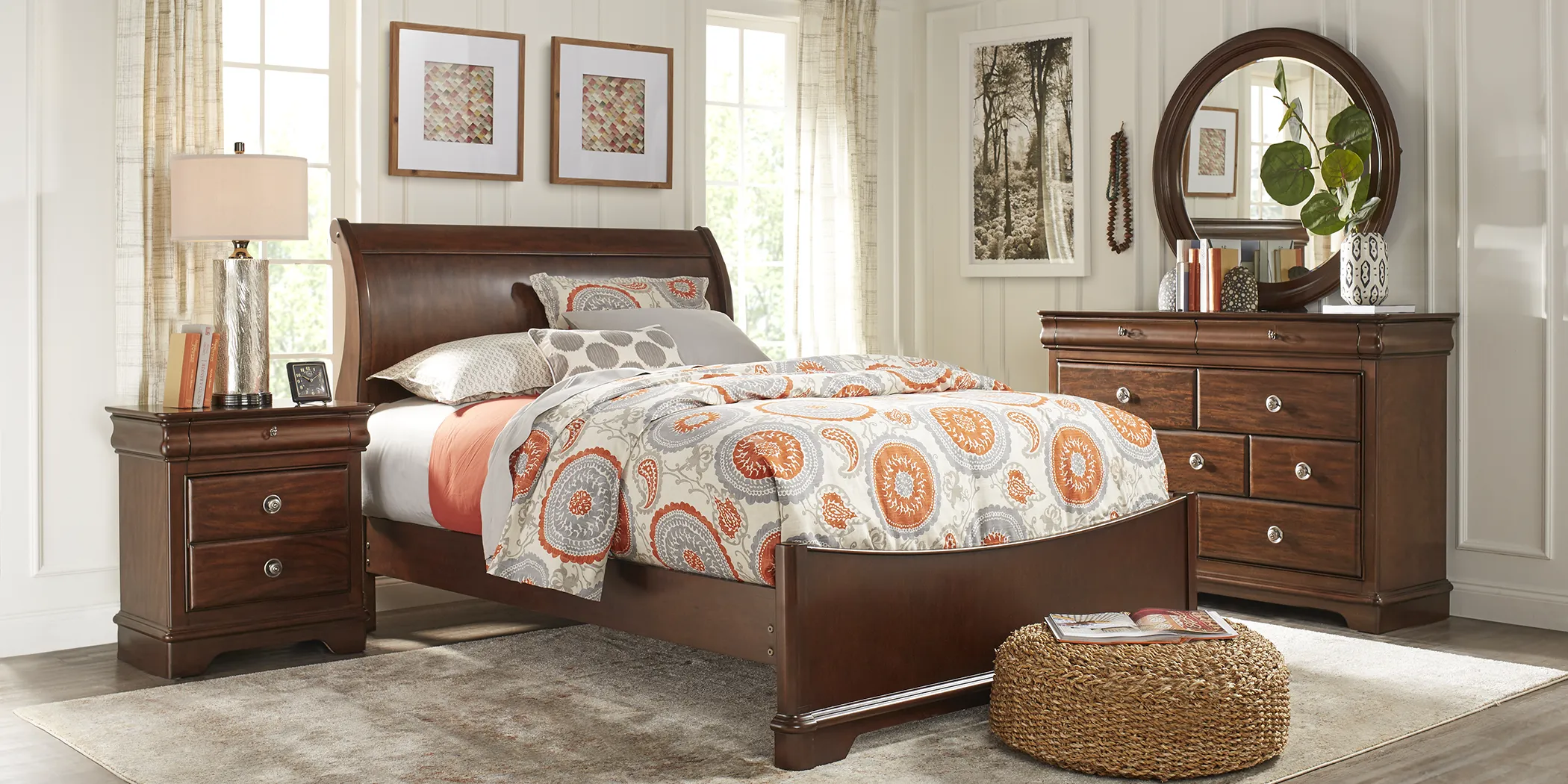 Kids Oberon Cherry 5 Pc Twin Sleigh Bedroom - Thumbnail - Image 2