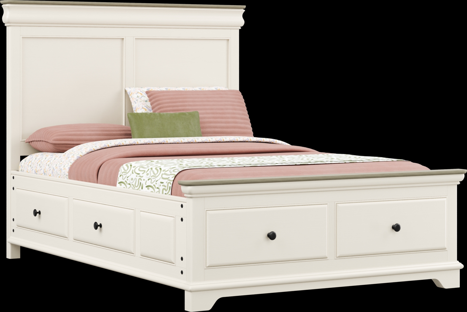 Kids Oberon Cream Full Storage Bed - Thumbnail - Image 1