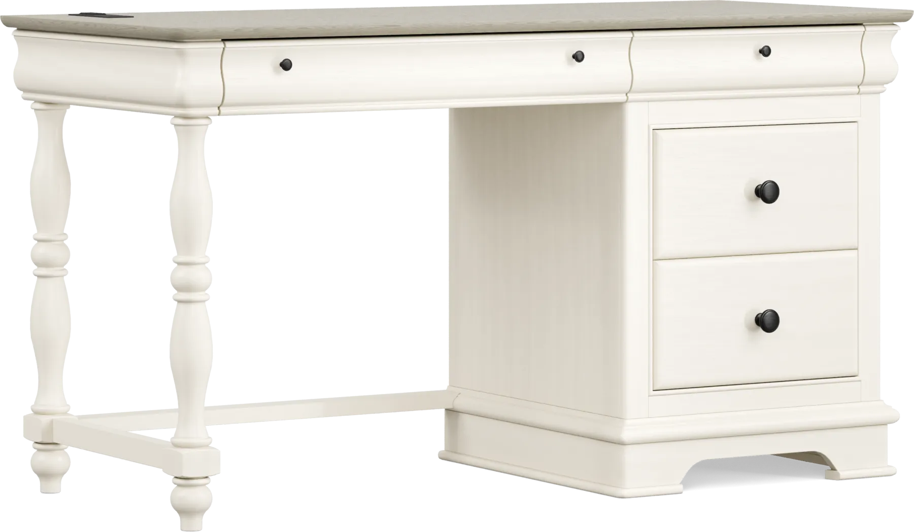 Kids Oberon Cream Pedestal Desk - Thumbnail - Image 2