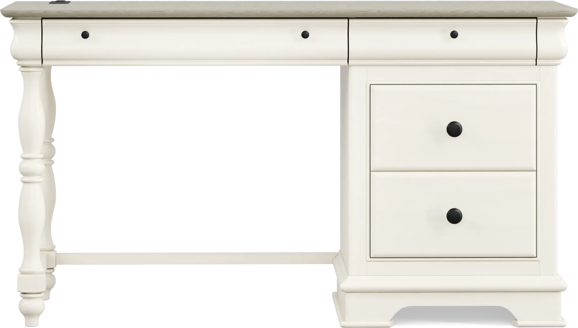 Kids Oberon Cream Pedestal Desk - Thumbnail - Image 1