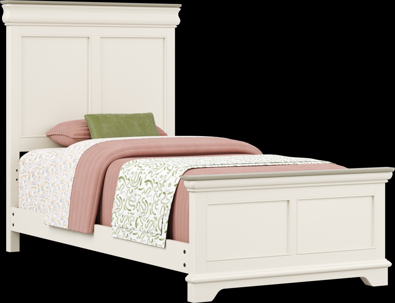 Kids Oberon Cream Twin Panel Bed - Thumbnail - Image 1