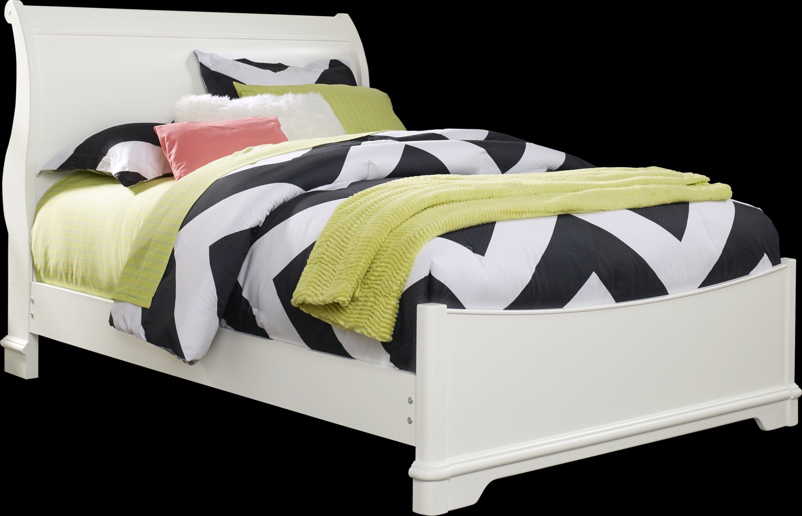 Kids Oberon White 3 Pc Twin Sleigh Bed - Thumbnail - Image 1