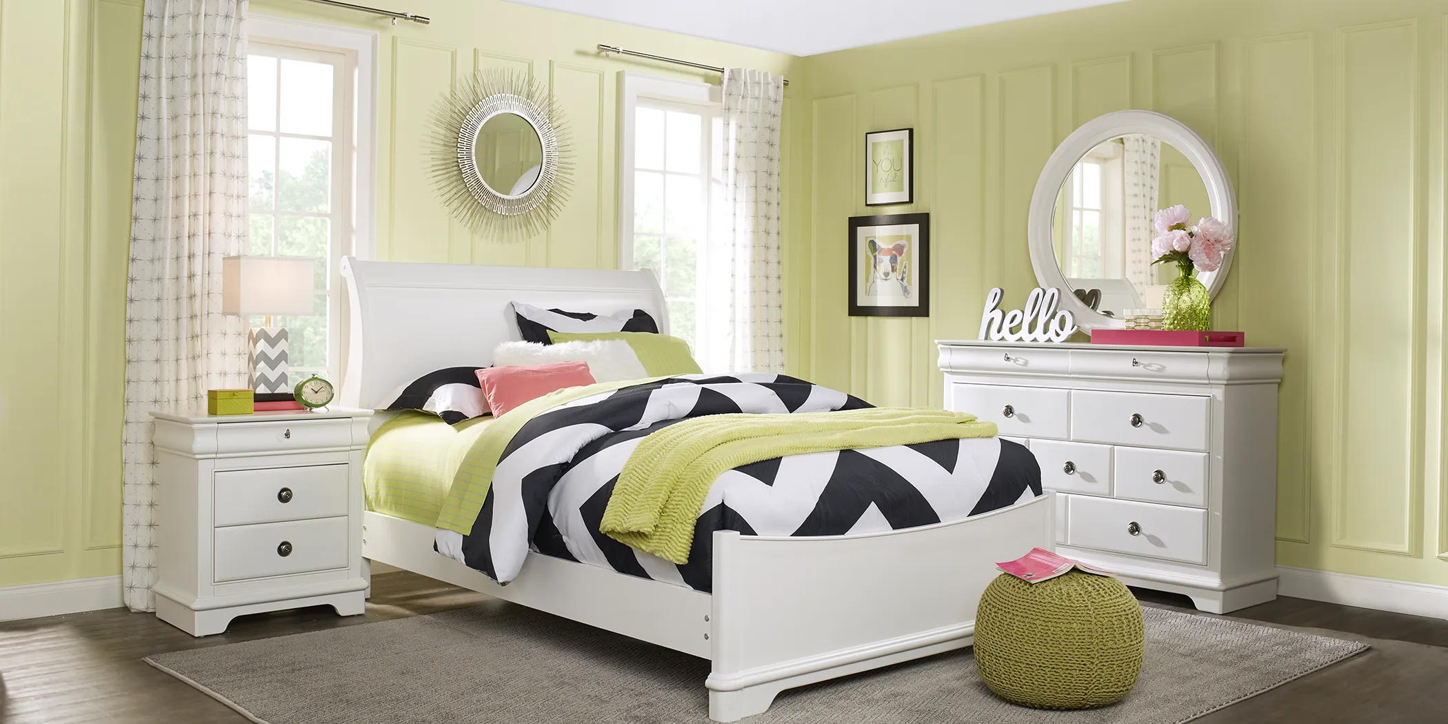 Kids Oberon White 5 Pc Full Sleigh Bedroom - Thumbnail - Image 2