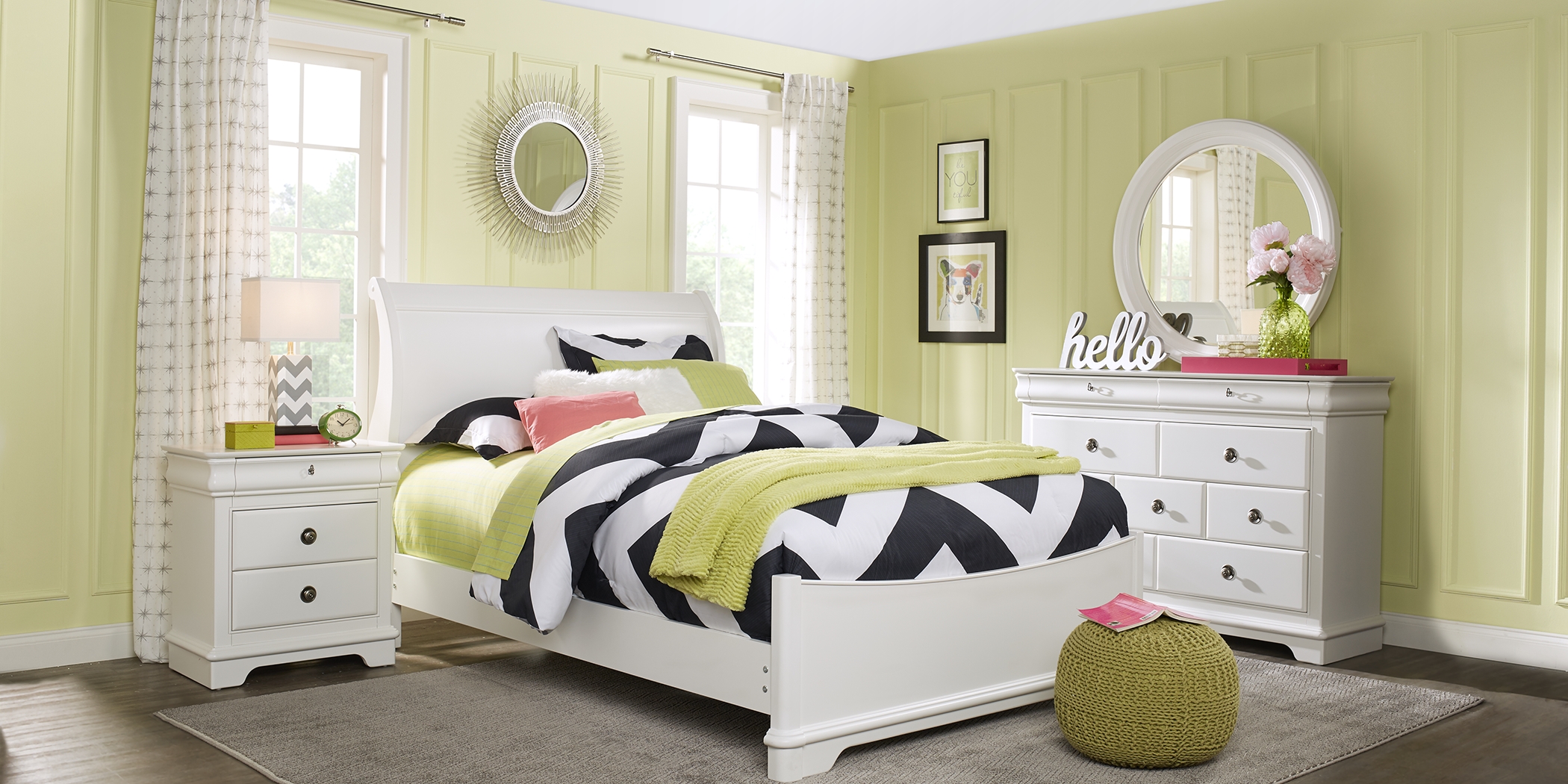 Kids Oberon White 5 Pc Twin Sleigh Bedroom - Thumbnail - Image 2