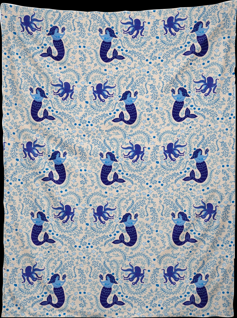 Kids Ocean Creatures Blue Tapestry - Thumbnail - Image 1