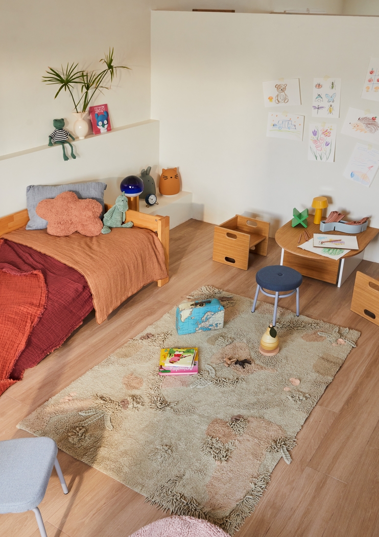 Kids Mushroom Forest Olive 4' x 5'3 Machine Washable Rug - Thumbnail - Image 2