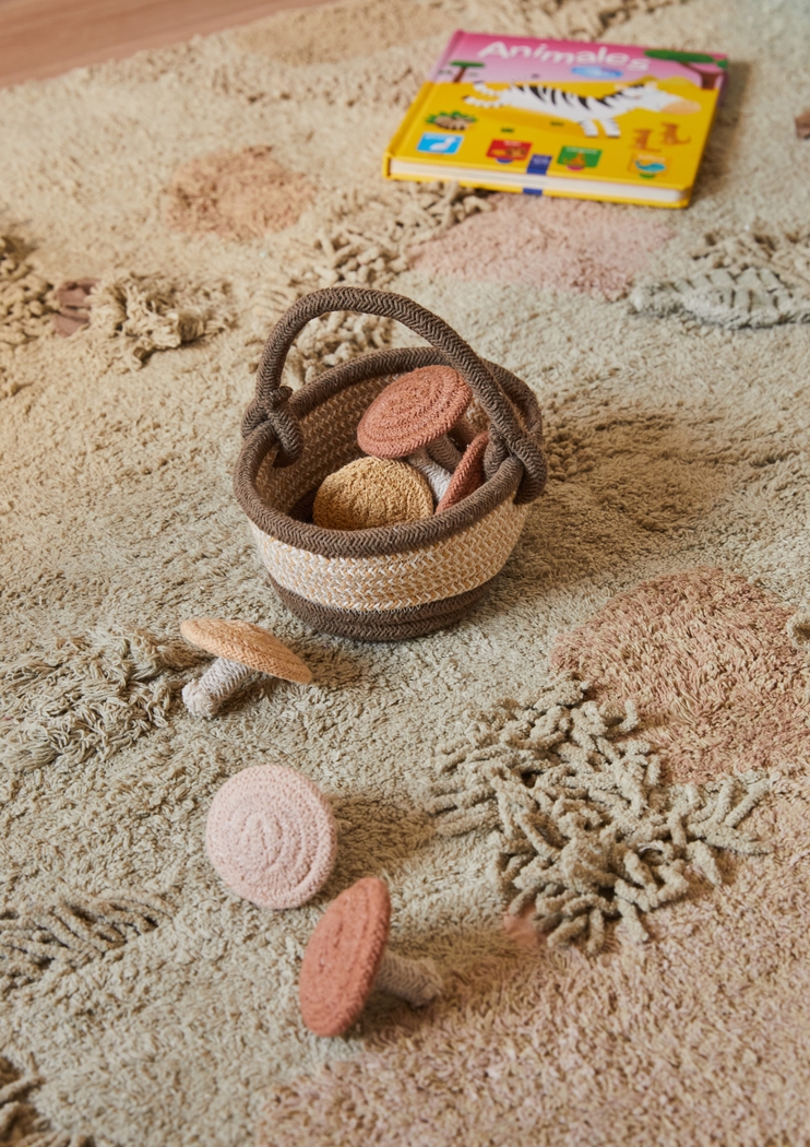 Kids Mushroom Forest Olive 4' x 5'3 Machine Washable Rug - Thumbnail - Image 3