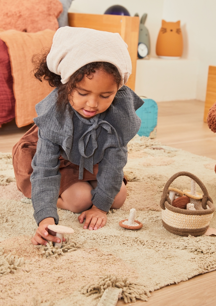 Kids Mushroom Forest Olive 4' x 5'3 Machine Washable Rug - Thumbnail - Image 5