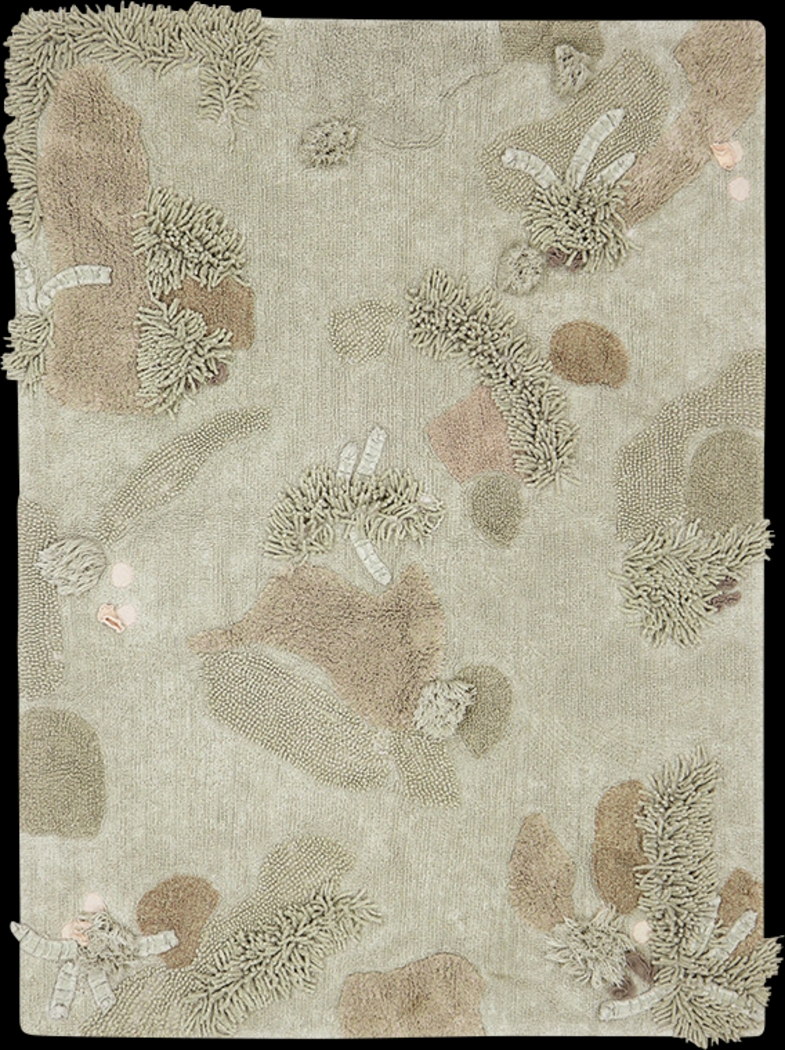 Kids Mushroom Forest Olive 4' x 5'3 Machine Washable Rug - Thumbnail - Image 1
