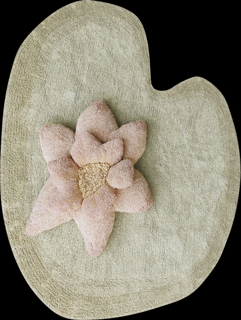 Kids Olive 4' x 5'3 Puffy Lily Machine Washable Rug - Thumbnail - Image 1