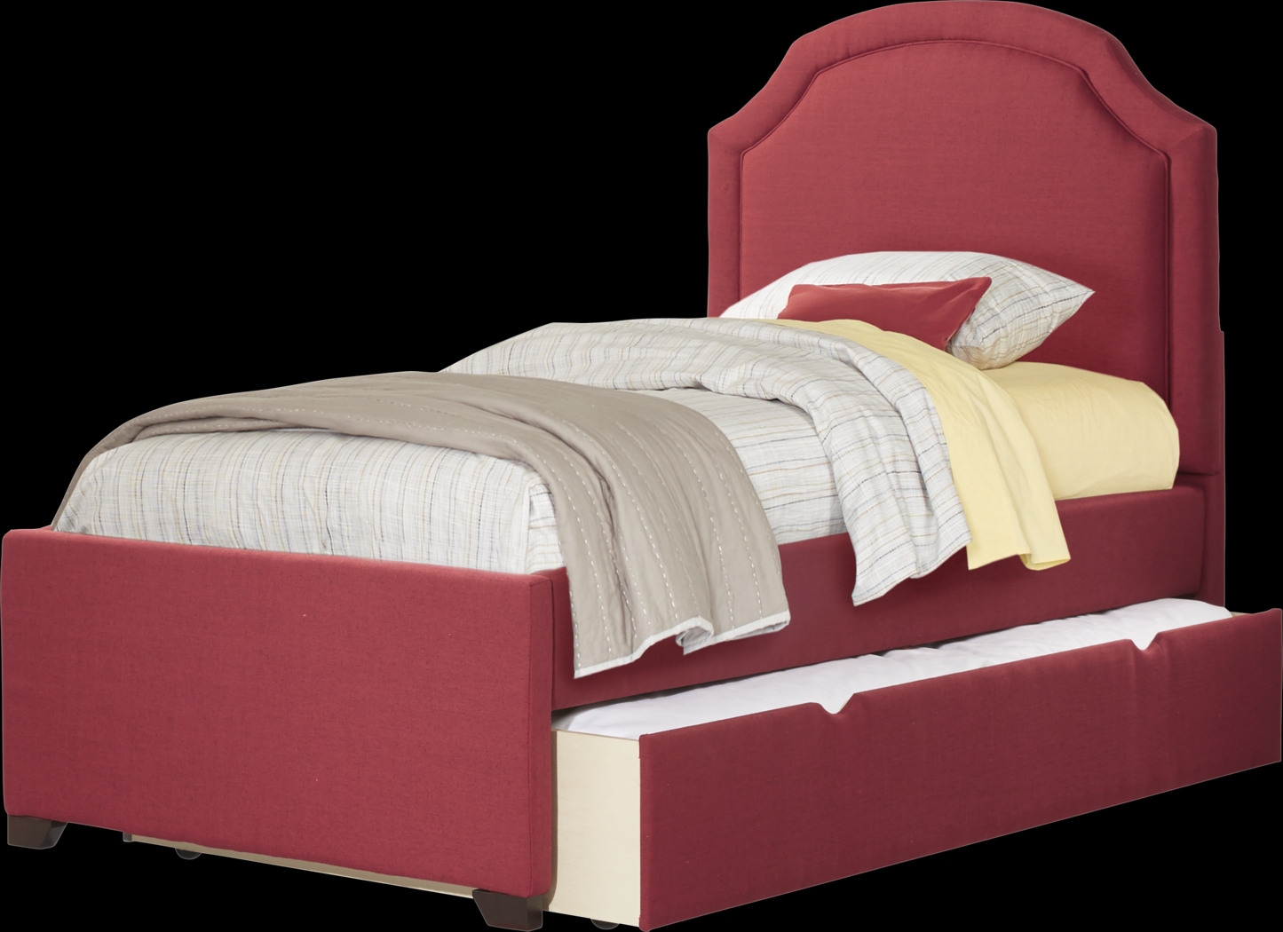Kids Ophrie Red Twin Bed with Twin Storage Trundle - Thumbnail - Image 1