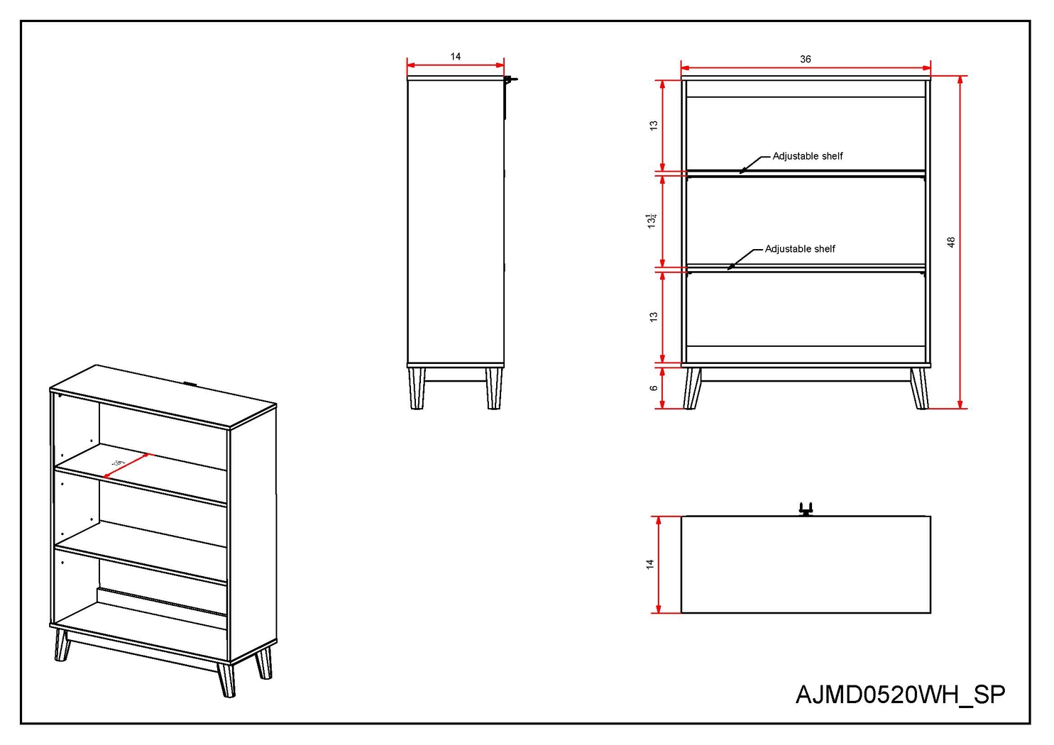 Kids Oroholm White Natural Bookcase - Thumbnail - Image 7