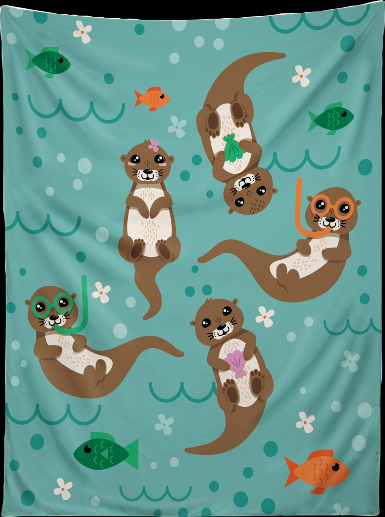 Kids Otter Play Blue Tapestry - Thumbnail - Image 1