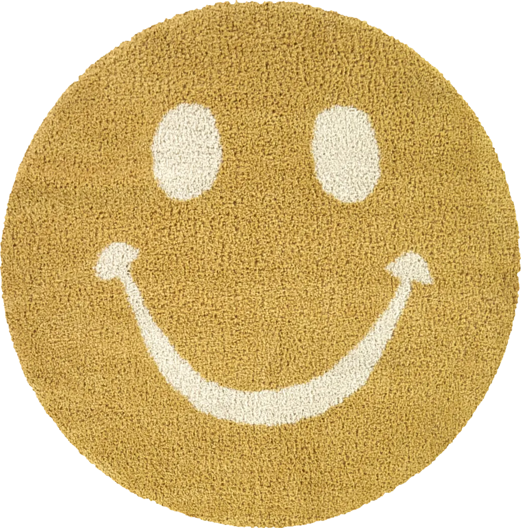 Kids Pagoldia Yellow 5'3 Round Rug - Thumbnail - Image 1