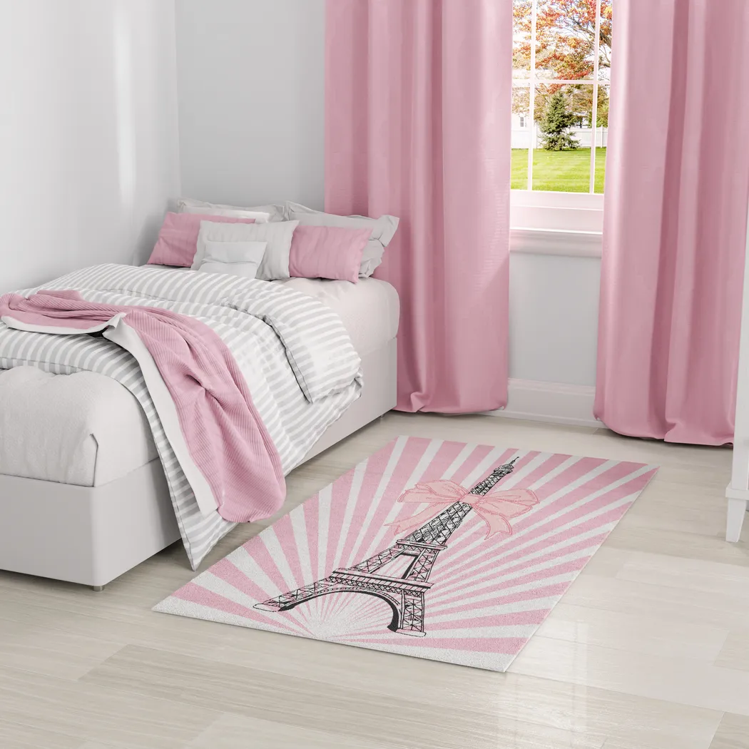 Kids Paris Fashionista Pink 6'6 x 9'2 Rug - Thumbnail - Image 2