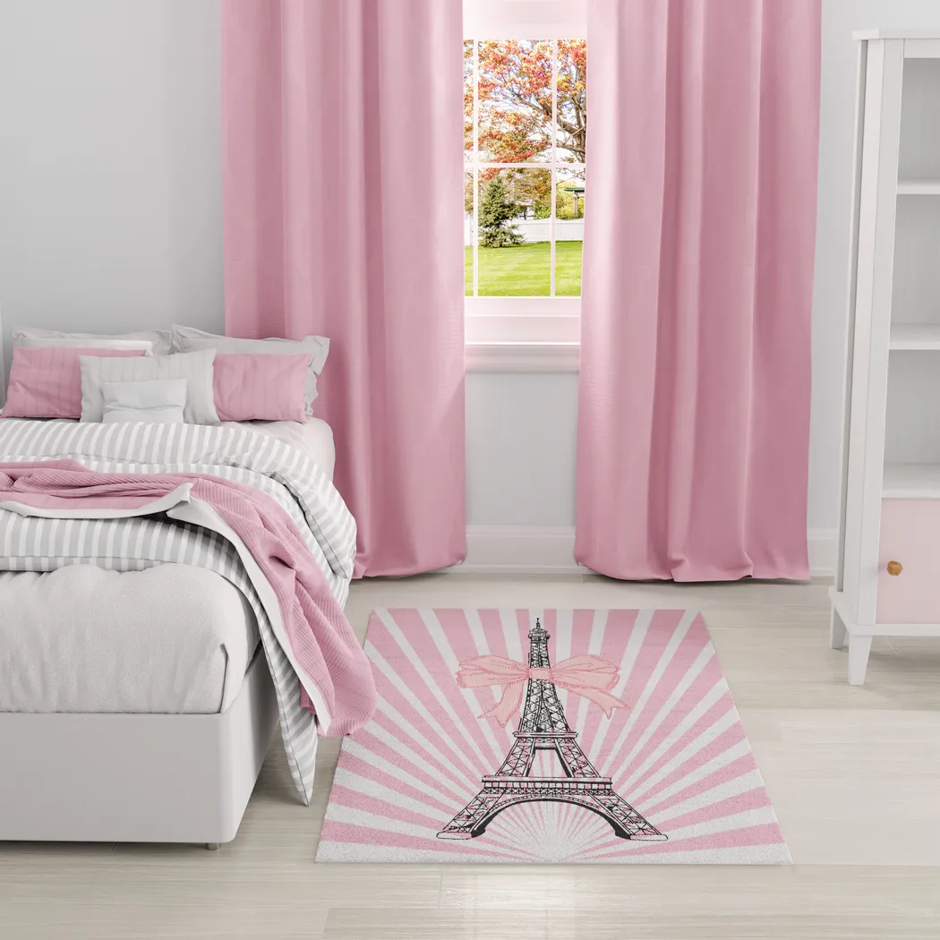 Kids Paris Fashionista Pink 6'6 x 9'2 Rug - Thumbnail - Image 3