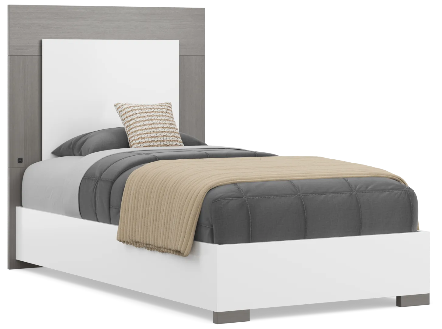 white twin panel bed