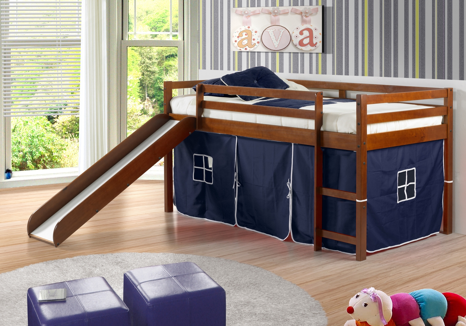 Kids Parman Blue Twin Tent Loft Bed - Thumbnail - Image 2