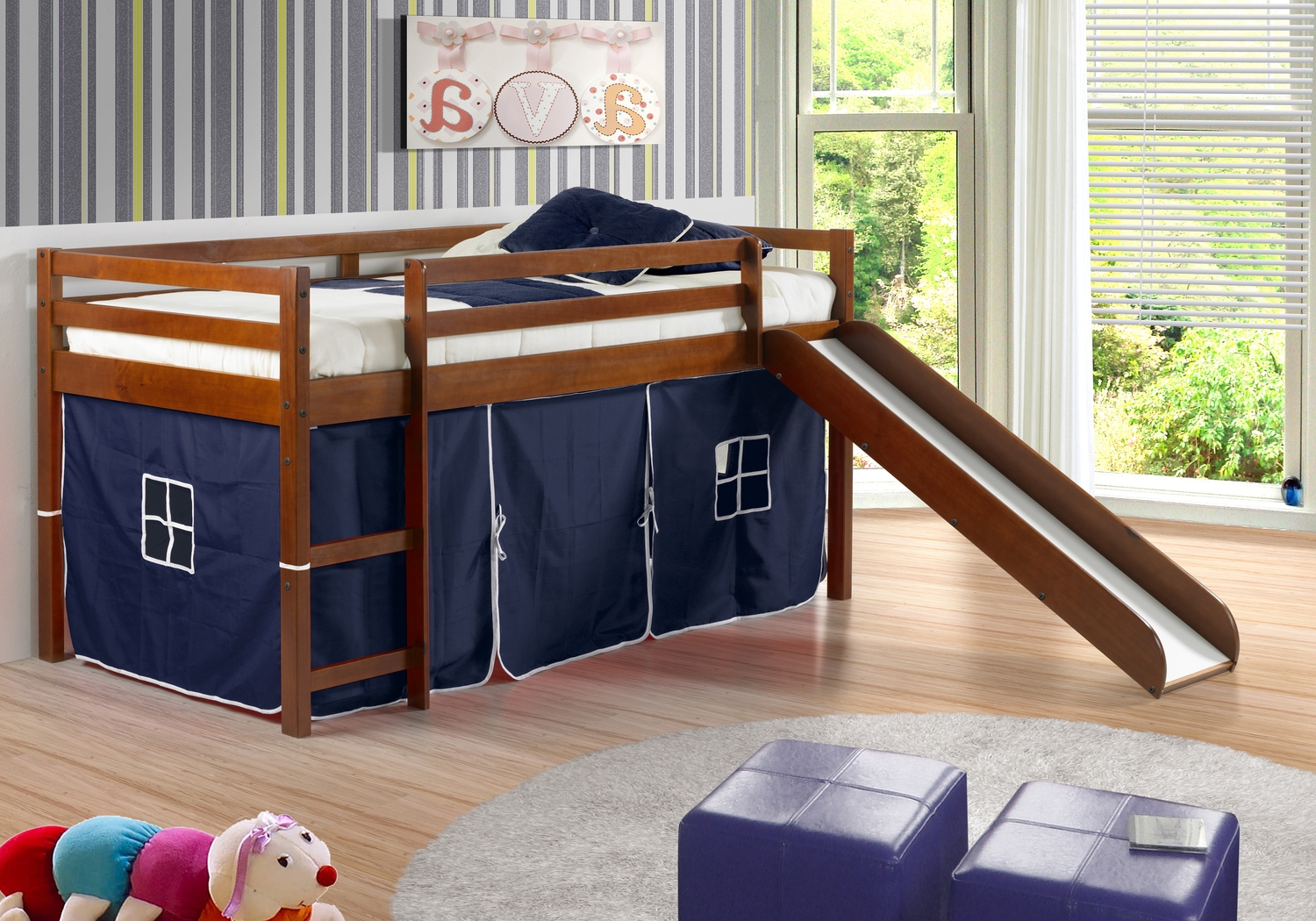 Kids Parman Blue Twin Tent Loft Bed - Thumbnail - Image 4